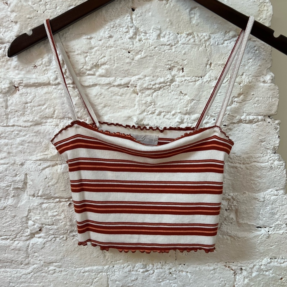 Urban Outfitters Orange and White Striped Crop Top. Size S